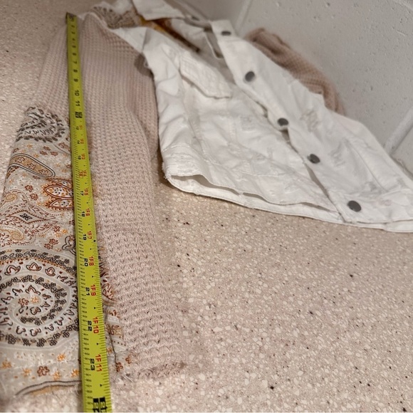 POL Shacket Oversized Thermal Sleeve Patch Embroidered Distressed Floral Paisley - Picture 15 of 16